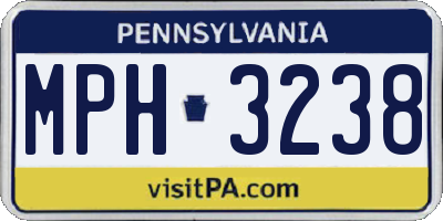 PA license plate MPH3238