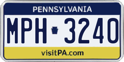 PA license plate MPH3240
