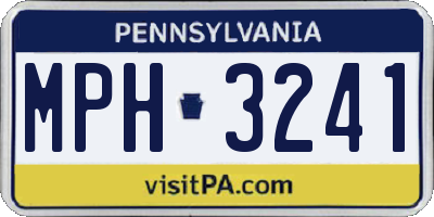 PA license plate MPH3241