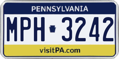 PA license plate MPH3242