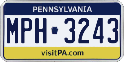 PA license plate MPH3243