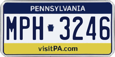 PA license plate MPH3246