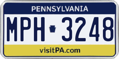 PA license plate MPH3248