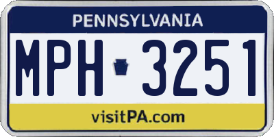 PA license plate MPH3251