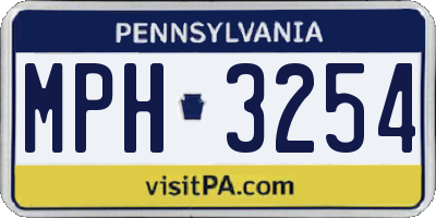 PA license plate MPH3254