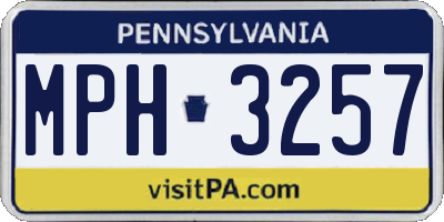 PA license plate MPH3257