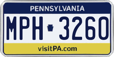 PA license plate MPH3260
