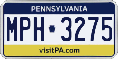 PA license plate MPH3275