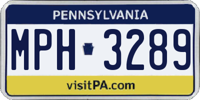 PA license plate MPH3289