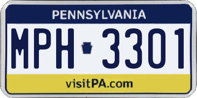 PA license plate MPH3301
