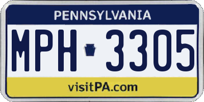 PA license plate MPH3305