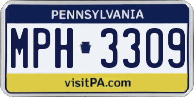 PA license plate MPH3309