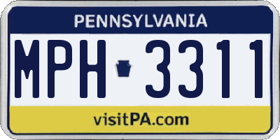 PA license plate MPH3311