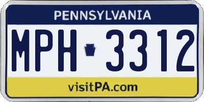 PA license plate MPH3312