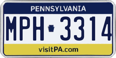 PA license plate MPH3314