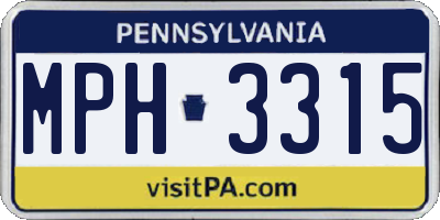 PA license plate MPH3315