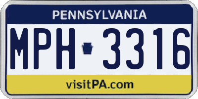PA license plate MPH3316