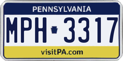 PA license plate MPH3317