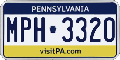 PA license plate MPH3320