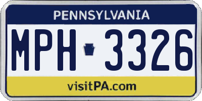PA license plate MPH3326