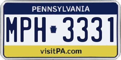 PA license plate MPH3331