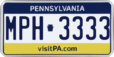 PA license plate MPH3333