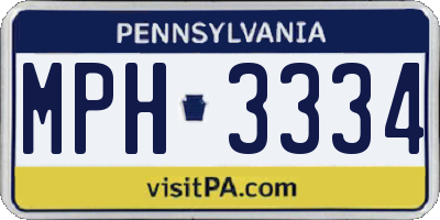 PA license plate MPH3334