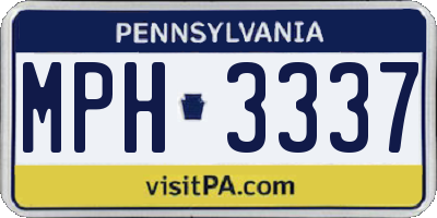 PA license plate MPH3337