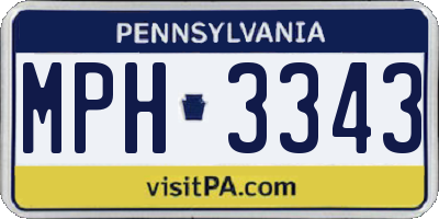 PA license plate MPH3343