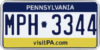 PA license plate MPH3344