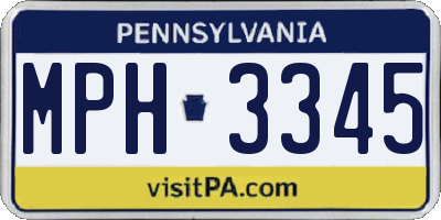 PA license plate MPH3345