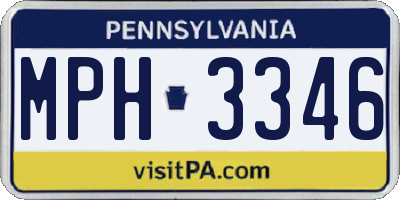 PA license plate MPH3346