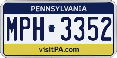 PA license plate MPH3352