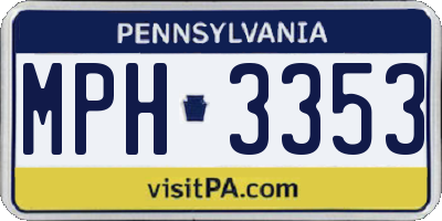 PA license plate MPH3353