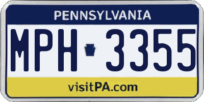PA license plate MPH3355