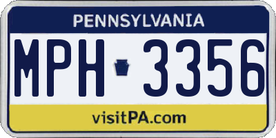 PA license plate MPH3356