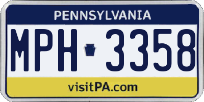 PA license plate MPH3358