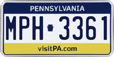 PA license plate MPH3361
