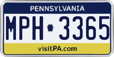 PA license plate MPH3365
