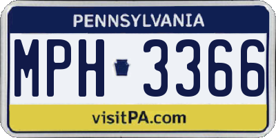 PA license plate MPH3366