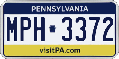 PA license plate MPH3372