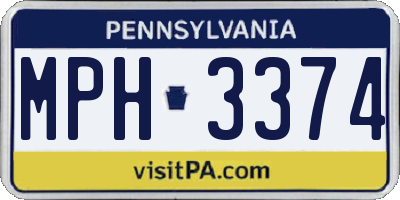 PA license plate MPH3374