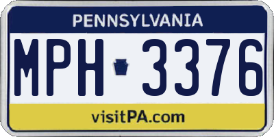 PA license plate MPH3376