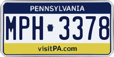 PA license plate MPH3378