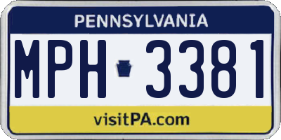 PA license plate MPH3381