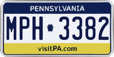 PA license plate MPH3382