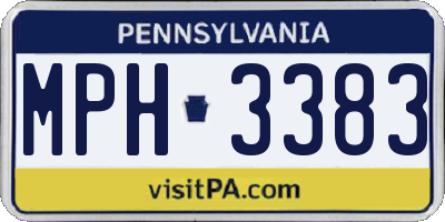 PA license plate MPH3383