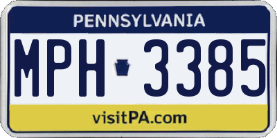 PA license plate MPH3385