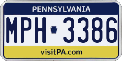 PA license plate MPH3386