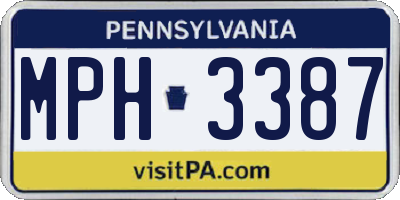 PA license plate MPH3387